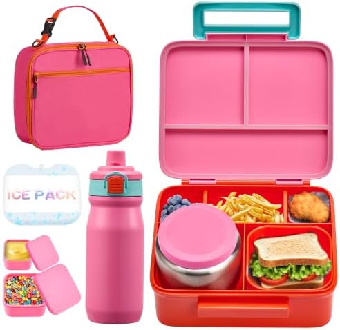 Bento Lunch Box for Kids with 8oz Soup Thermo, Leak-proof Lunch Food