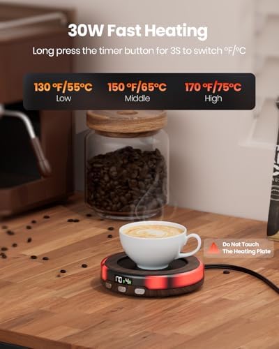 Gaiatop Coffee Mug Warmer for Desk, Beverage Heating Plate -Wood