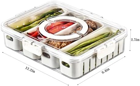 2Pack Divided Snackle Box with Lids Stackable Food Serving Tray for