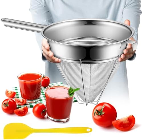 SiliFine 10" Chinois Fine Mesh Strainer Set with Handle and Rubber