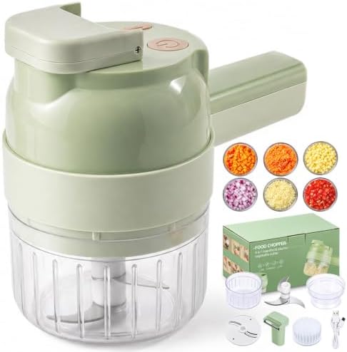 4-in-1 Handheld Electric Vegetable Cutter, Green
