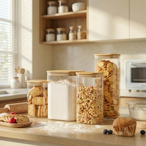 168oz 2 Pack Large Glass Storage Containers with Lids for Pantry