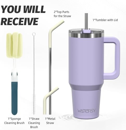 40 oz Tumbler with Handle,Tumbler with Lid and Straw,Double Wall