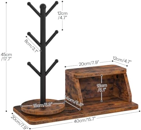 HOOBRO Mug Holder Tree, 360° Rotating, Coffee Cup Holder with 6 Metal