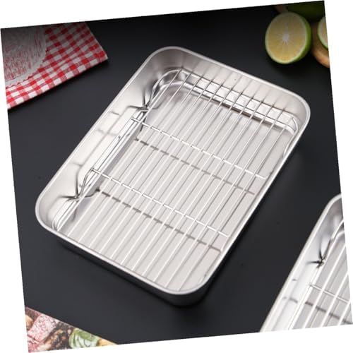 Stainless Steel Baking Tray with Net Rack, Rectangular