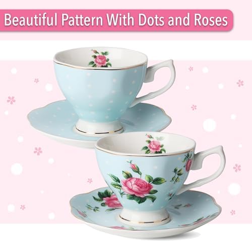 BTaT- Floral Tea Sets for Adults, 13 pcs, Service for 4, Pot (38 oz) &