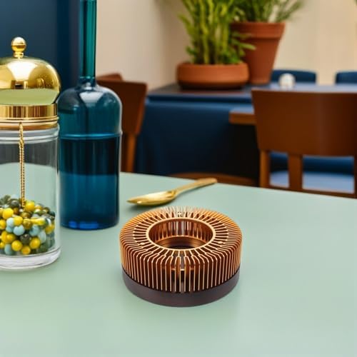 Wooden Aluminum Tea Warmer Set Candle Powered Portable Decor