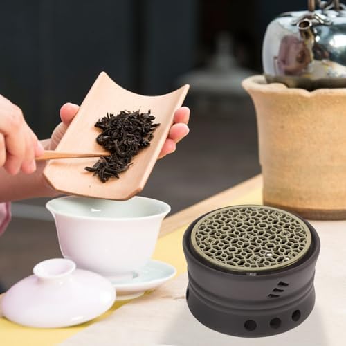 Ceramic Teapot Warmer Tea Heating Tool with Copper Holder