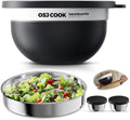 74oz Salad Bowl Kit with Lid & Tray, Scratch-Resistant 18/8 Stainless