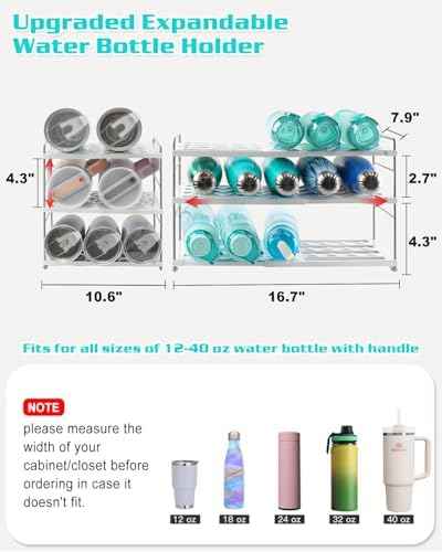 Cirhy 3-Tier Expandable Water Bottle Organizer Holder for 12-40oz