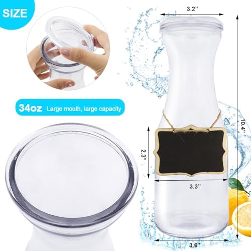 3 Pack 34 oz Glass Carafe with Lids Water Decanter Juice Pitcher