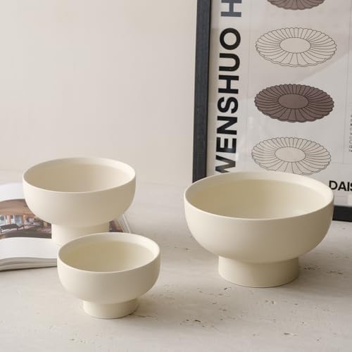 WENSHUO Pedestal Bowl, Decorative Ceramic Fruit Bowl, 6.7 in, Matte