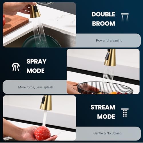Touchless Kitchen Faucet with Pull-Down Sprayer, Brushed Gold