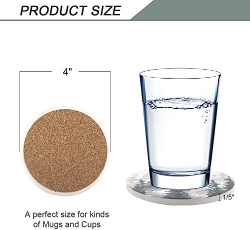 Lahome Forest Pattern Coasters - Round Drinks Absorbent Stone Coaster