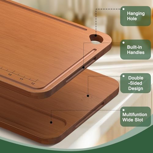 Wood Cutting Boards For Kitchen, Bamboo Cutting Boards With Deep Juice