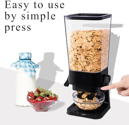 Cereal Dispenser Countertop, 5L Kitchen Organization Cereal Containers Storage, Desktop Candy Dispenser Plastic Cereal Dispenser, Snack Containers Can Hold Granola, Dry Food, Grain (Black, 3Pc)