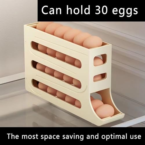 30 Eggs Egg Holder For Fridge Auto Rolling Fridge Egg Organizer,4