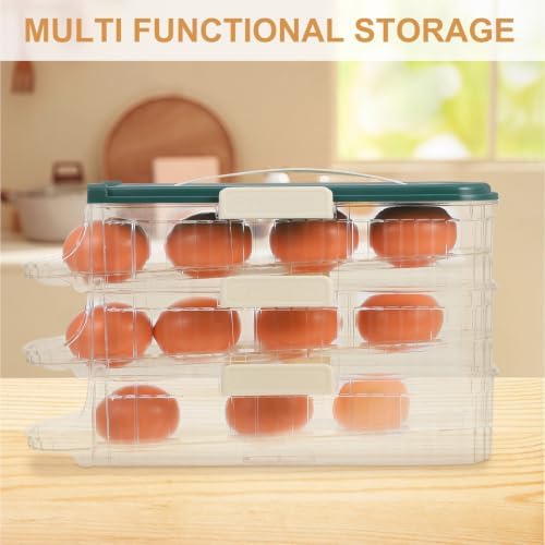 Automatic Rolling Egg Keeper Dispenser, Three Layer PET Egg Organizer
