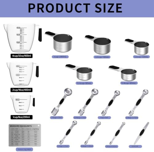 Measuring cups and spoons set,Magnetic Measuring 5 Cups 7 Spoons & 1