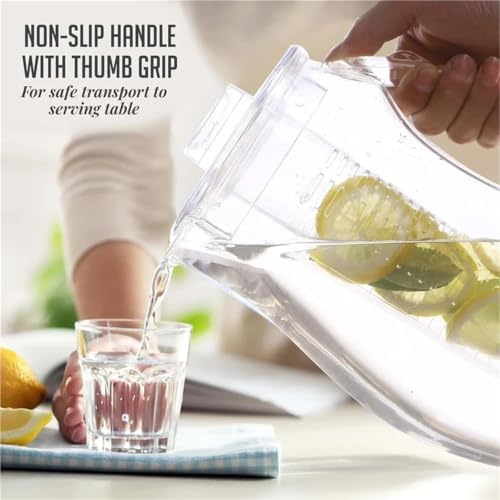 Glass Pitcher with Lid Fruit Water Pitcher with Infuser 2.5L