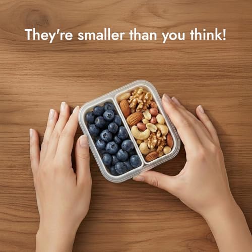 carrotez 2 Compartment Small Snack Containers, 1.1 cup - 2 Pack