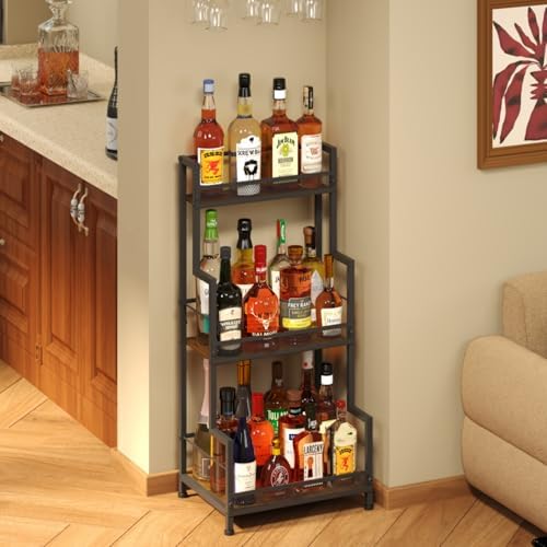 Trapezoid Liquor Stand, 3 Tier Liquor Cabinet, Wine Bottle Display