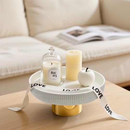 11 In Ceramic Fruit Bowl for Kitchen Counter, Home Decor, White