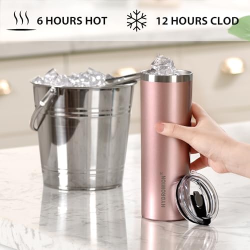 20 oz Insulated Tumbler Skinny Coffee Cup with Straw Lid 24 Hrs Cold