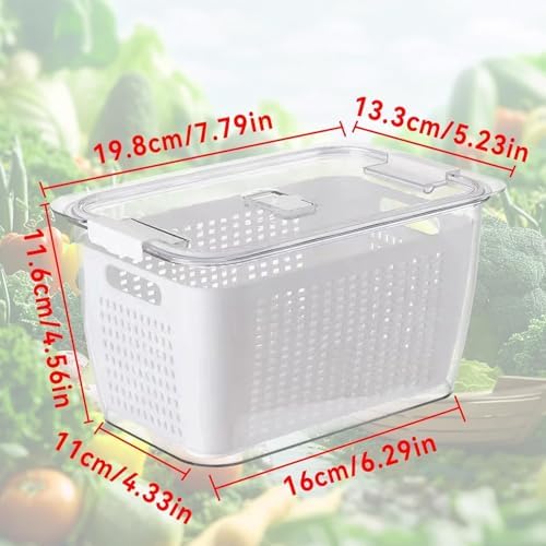 Cyrank Lettuce Keeper for Fridge, Produce Saver Container with Drain