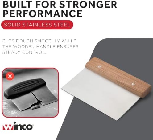 Winco Stainless Steel Dough Scraper with Wood Handle