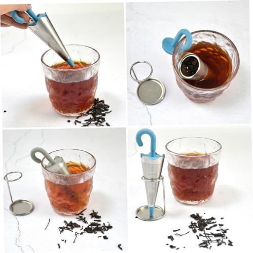 Umbrella Tea Infuser 4PCS Reusable Cute Tea Diffuser with Drip Tray
