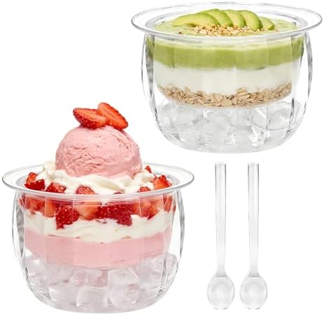 2-Pack Chilled Dip Bowls with Ice Compartment & Serving Spoons