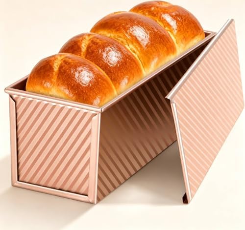 Amagabeli Pullman Loaf Pan with Lid Nonstick Bakeware 9”x4” Carbon