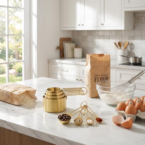 Measuring Cups and Spoons Set, 8-Piece Professional Stainless Steel