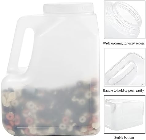 Yesland 2 Pcs White Plastic Gallon Jar with Handle and Airtight Lid