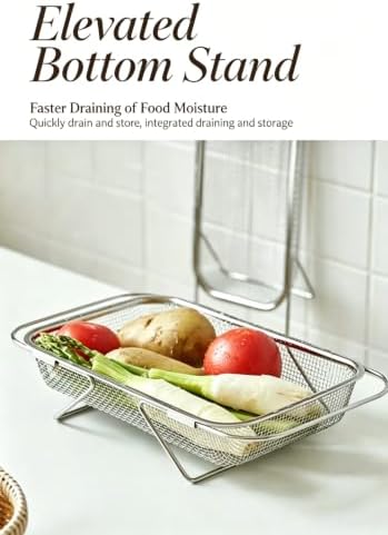 Expandable Stainless Steel Sink Colander Basket, Adjustable Kitchen