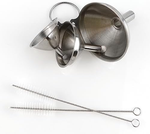 IoF 3-Pack Mini Stainless Steel Funnel with Handles, Metal Small