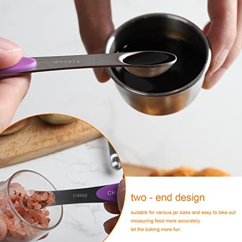 Magnetic Measuring Spoons Set 8 Dual Sided Stainless Steel Measuring