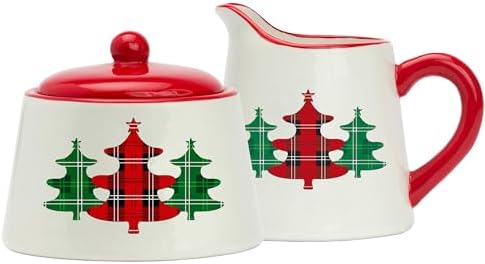 Amici Home Christmas Tree Sugar and Creamer Set | 8 oz Creamer and