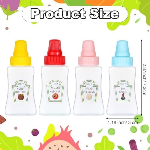 YUXIANLB 4Pcs Mini Ketchup Bottles, 25ml Small Condiment Squeeze