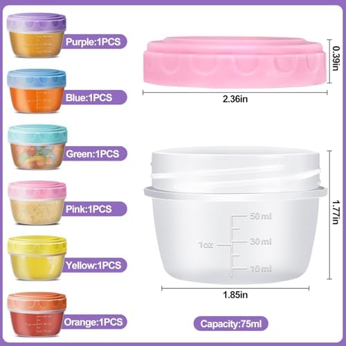 QUMMFA Portable Salad Dressing Containers 6 Pack 2.7 OZ, Leakproof