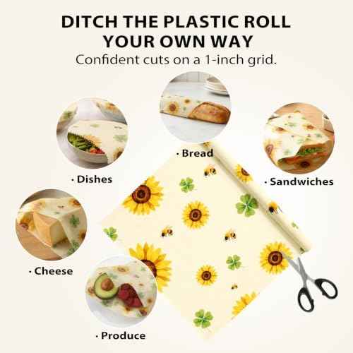 14 x 55 Inch Beeswax Wrap Roll, Sunflower