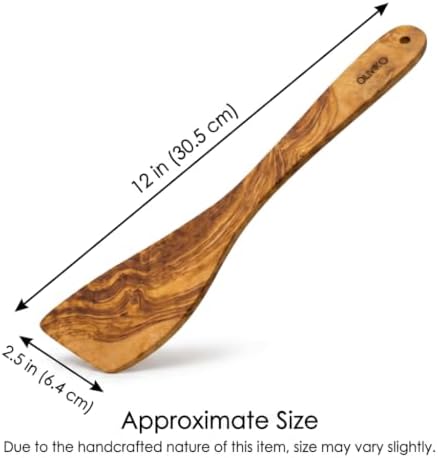 OLIVIKOTM 100% Olive Wood HANDMADE 5 Spoon Set | Ideal for Nonstick