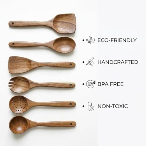 APM DISTRIBUTION 6-Piece Teak Wood Spatula Set