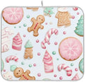Emelivor Pink Green Christmas Gingerbread Dish Drying Mat for Kitchen