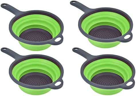 4Pcs Kitchen Foldable Pasta Strainers, Collapsible Silicone Strainer