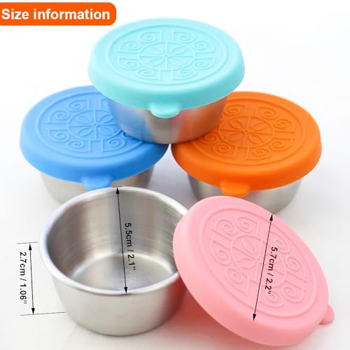 4 Pcs Stainless Steel Dressing Container with Silicone 1.35oz Lids