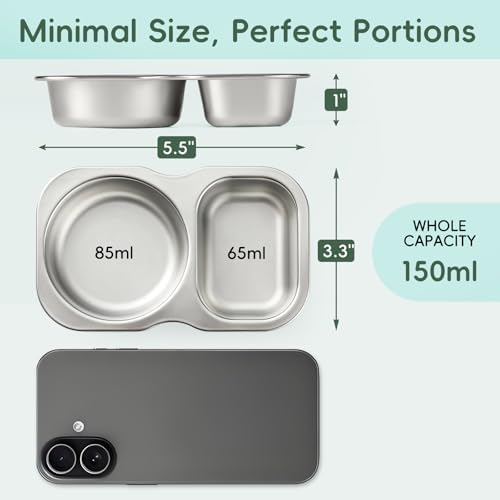 VITEVER 4 Pack Small Stainless Steel 2-Compartment Snack Containers