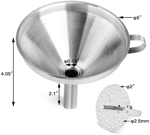 New Star Foodservice Stainless Steel Funnel with Detachable Strainer