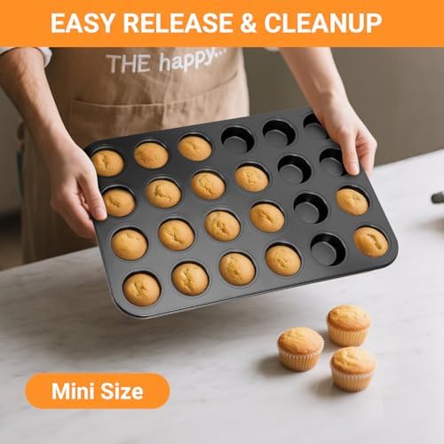 2 Pack Mini Muffin Pan Nonstick 24 Cup, Mini Cupcake Pans for Baking